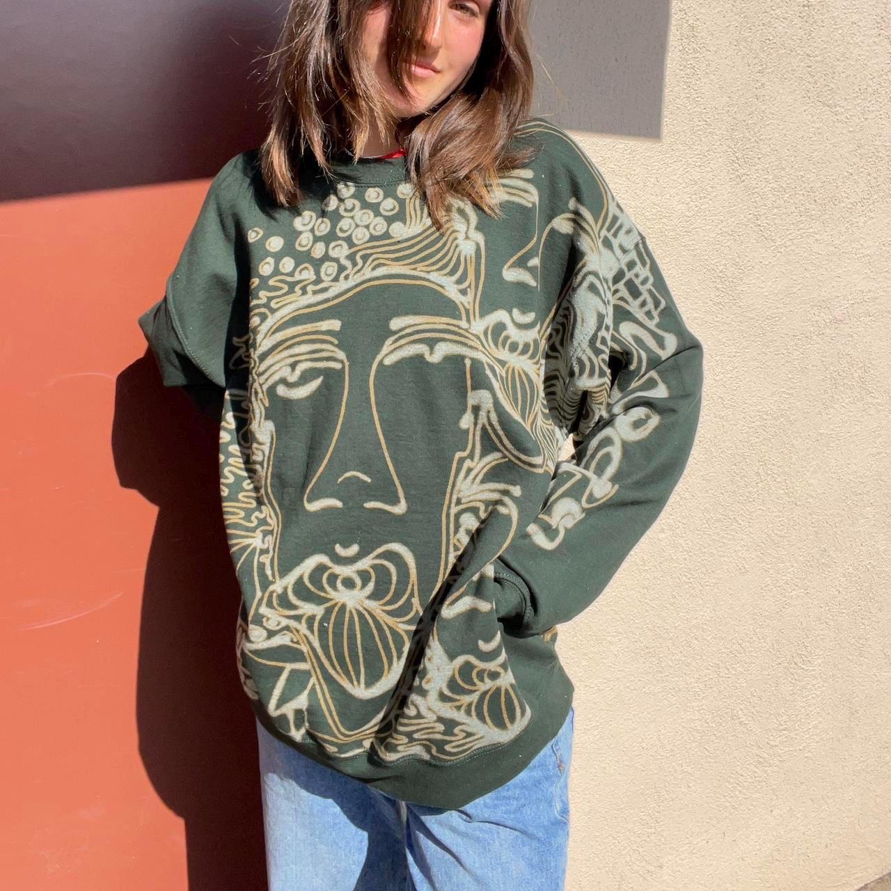 Funky faces and disco crewneck sweatshirt