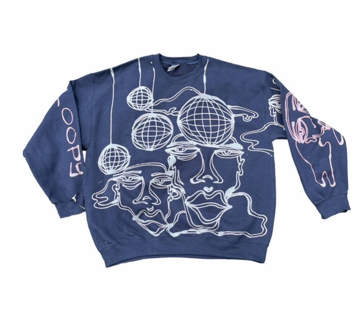 Funky faces and disco crewneck sweatshirt