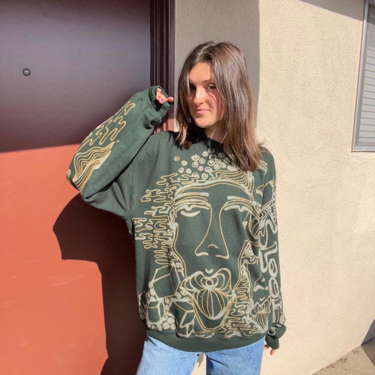 Funky faces and disco crewneck sweatshirt