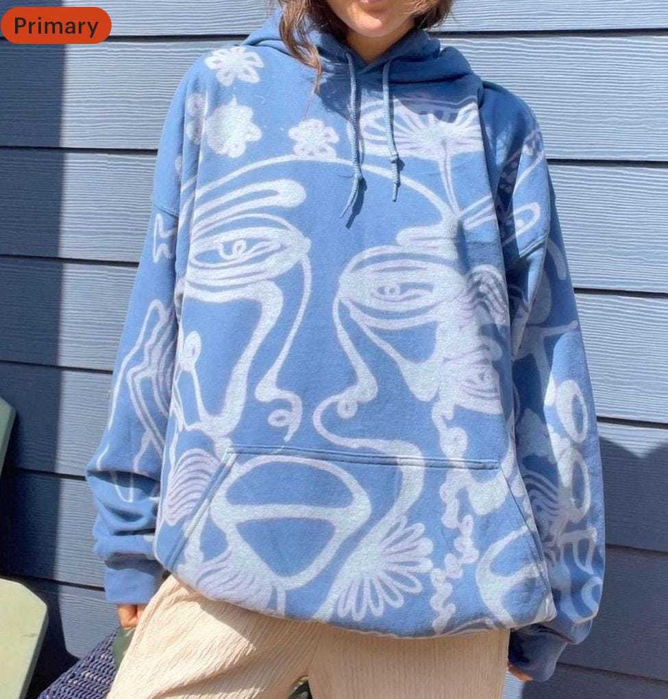 .Graphic disco and faces hoodie