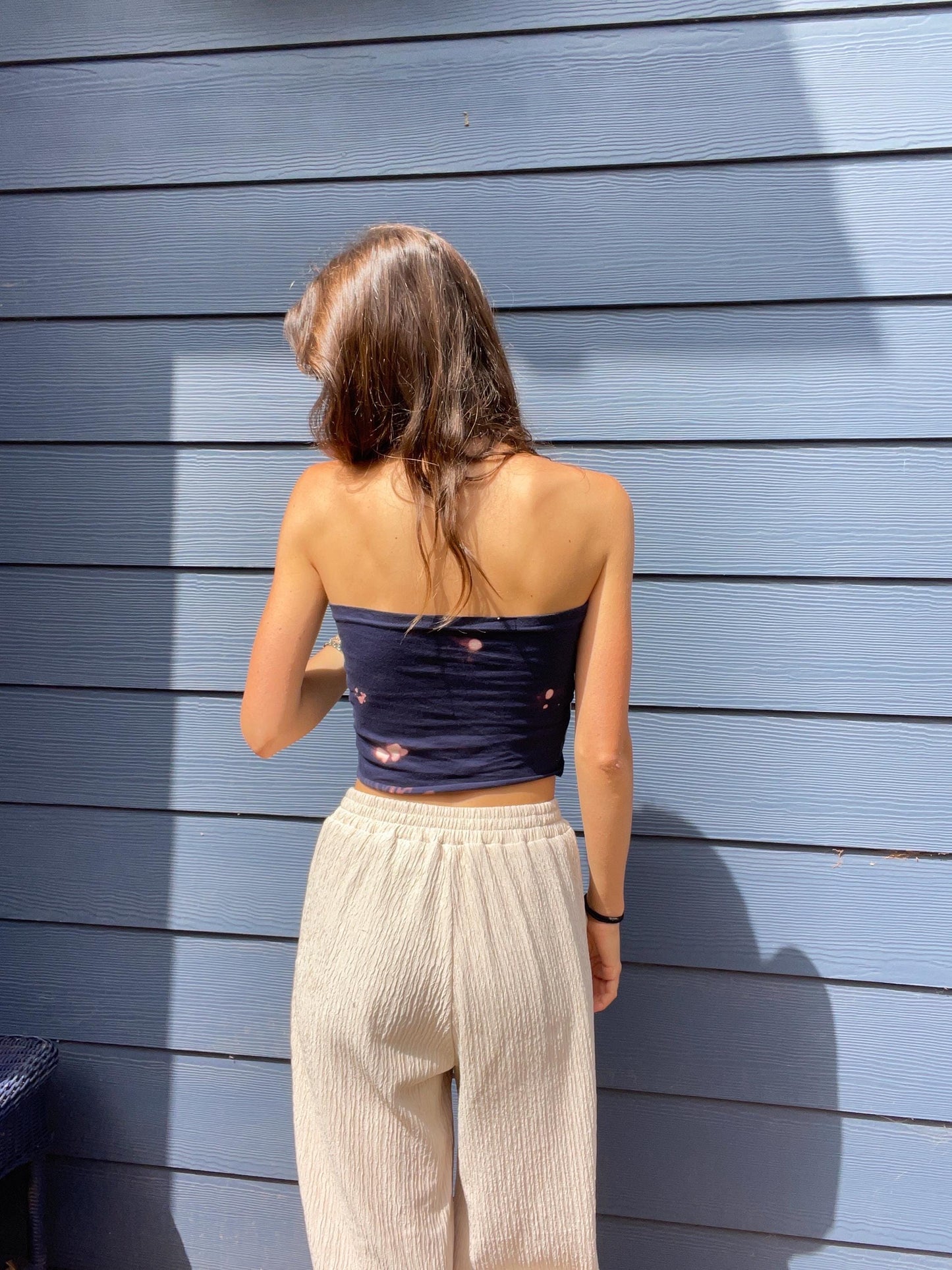 Handmade floral print tube top