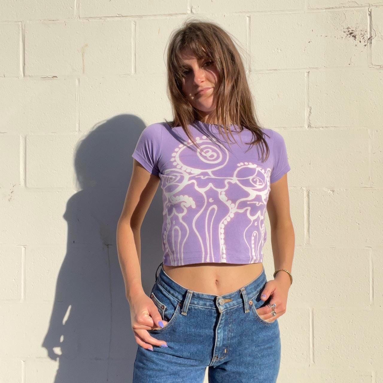 Pool ball heads lavender handpainted baby tee