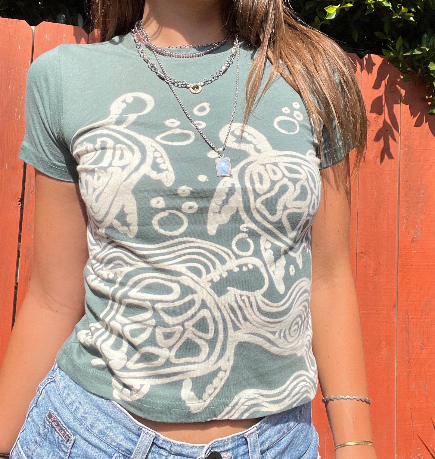 Abstract handpainted turtle baby tee