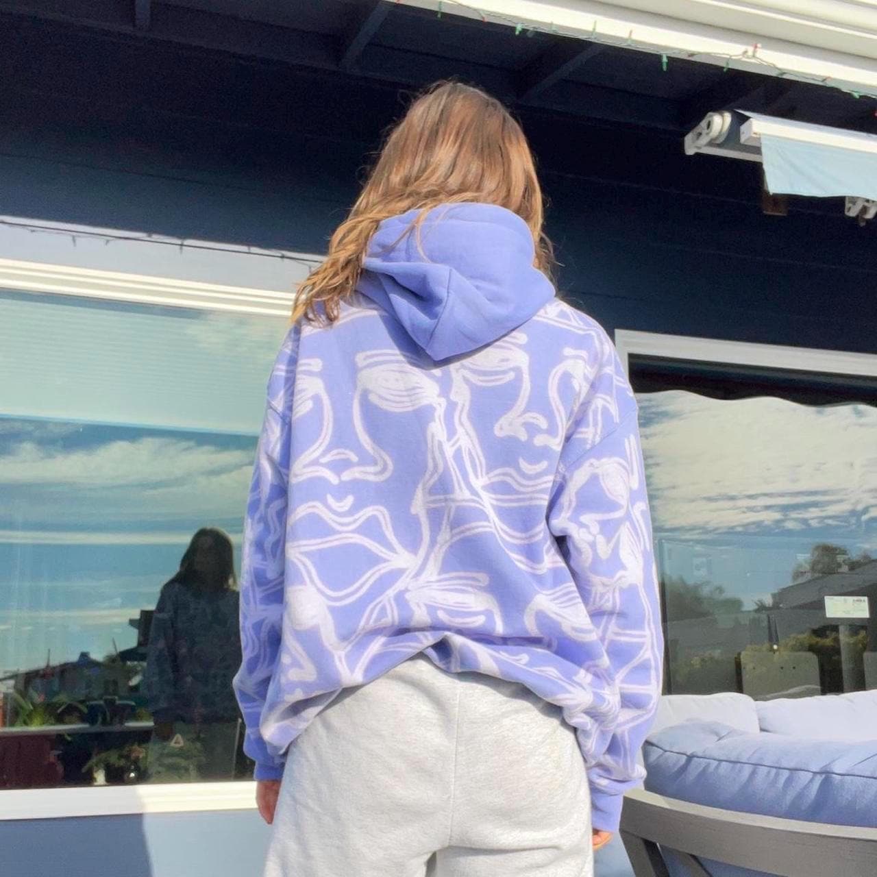 Stain glass fractal faces hoodie