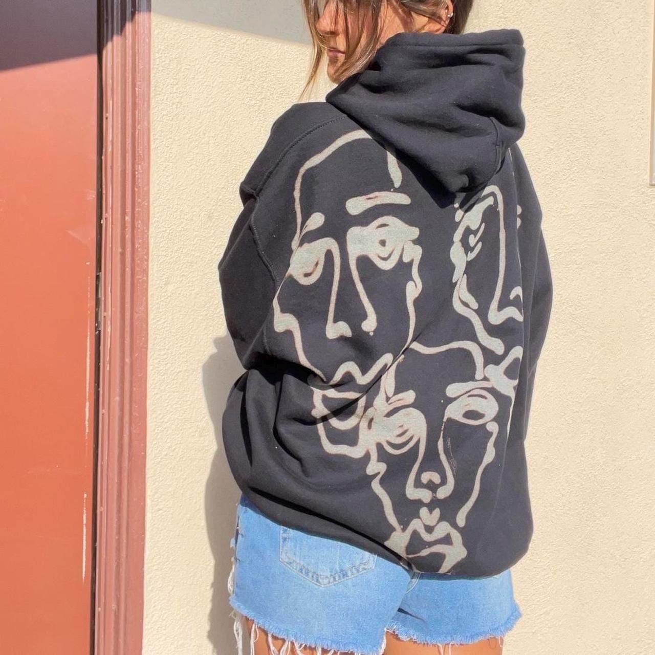 Skater style Graffiti faces abstract grunge oversized hoodie