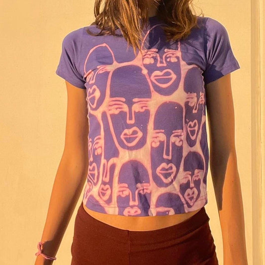 Oval faces baby tee