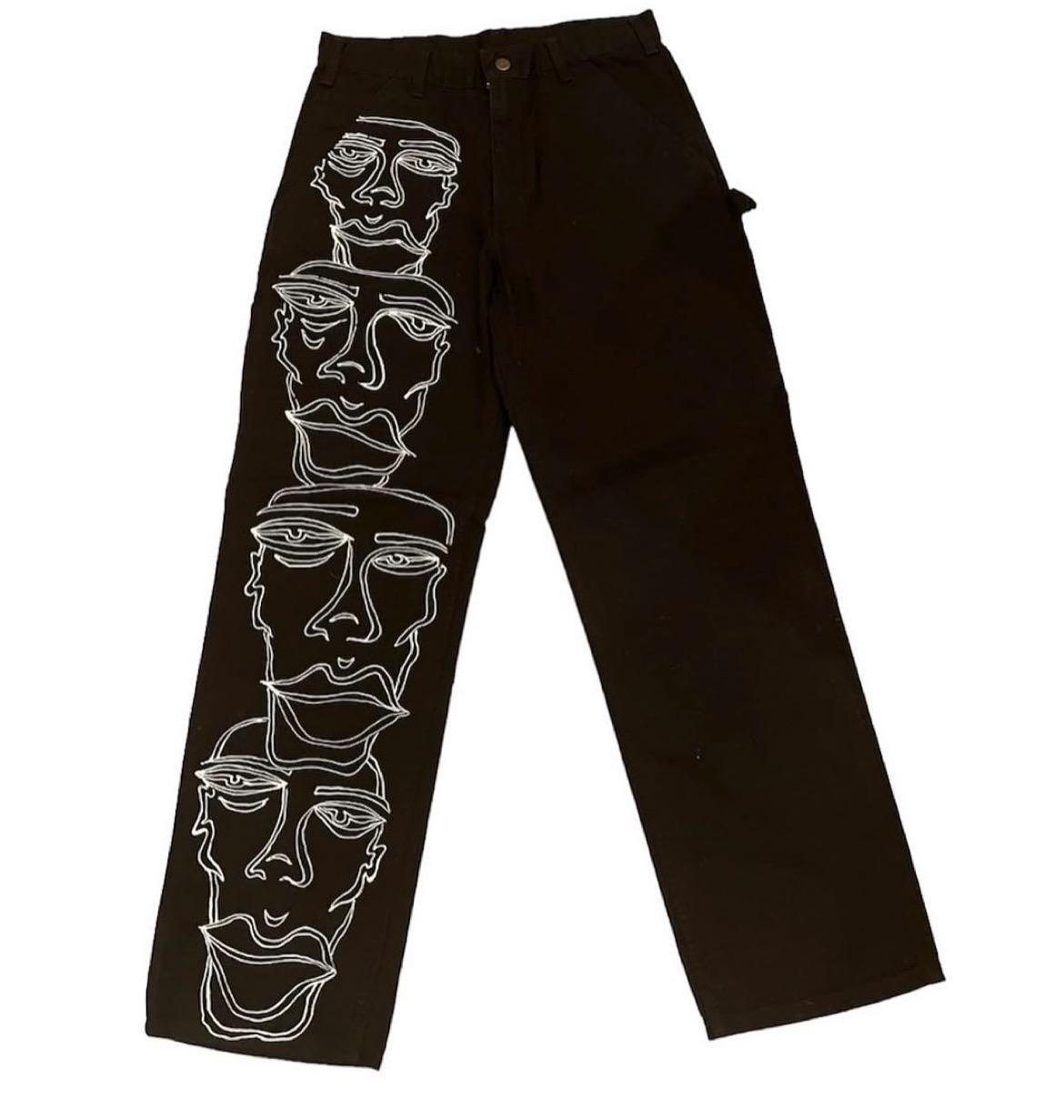 handpained custom carpenter pants