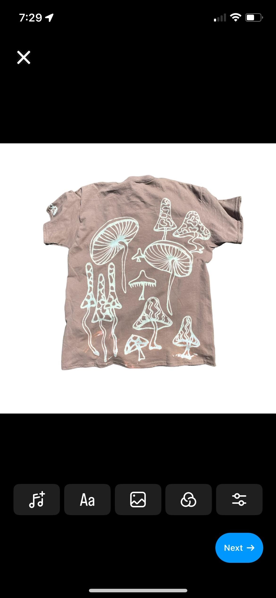 Oversized handpainted mushroom graphic tee