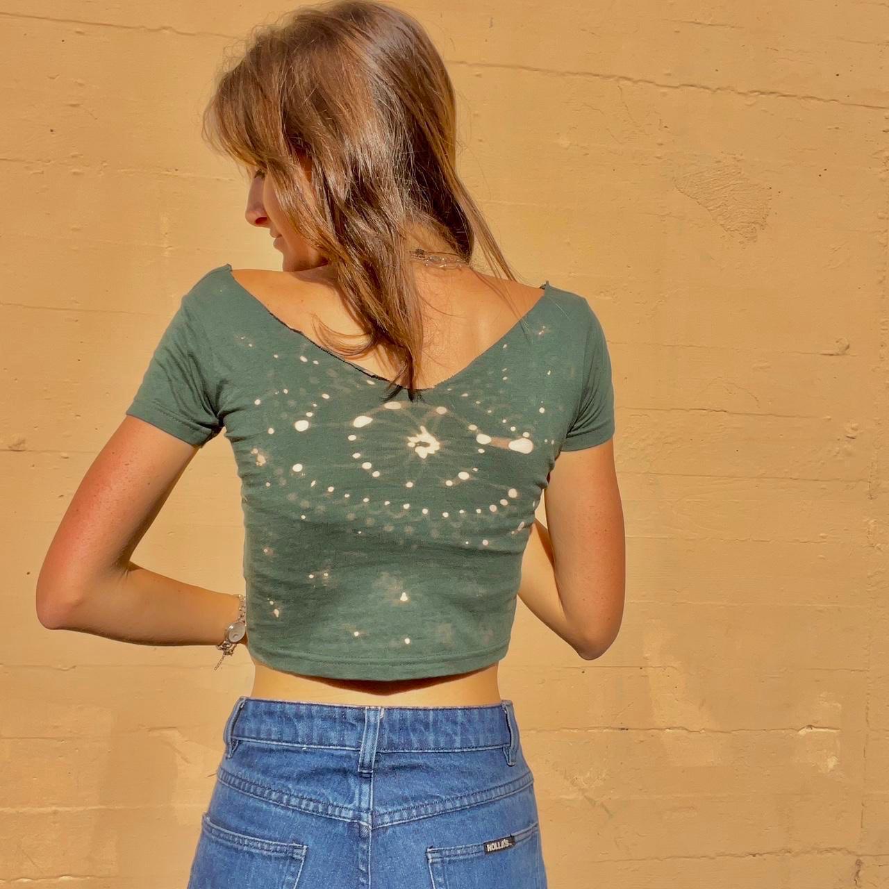 Fitted off the shoulder floral mandala crop