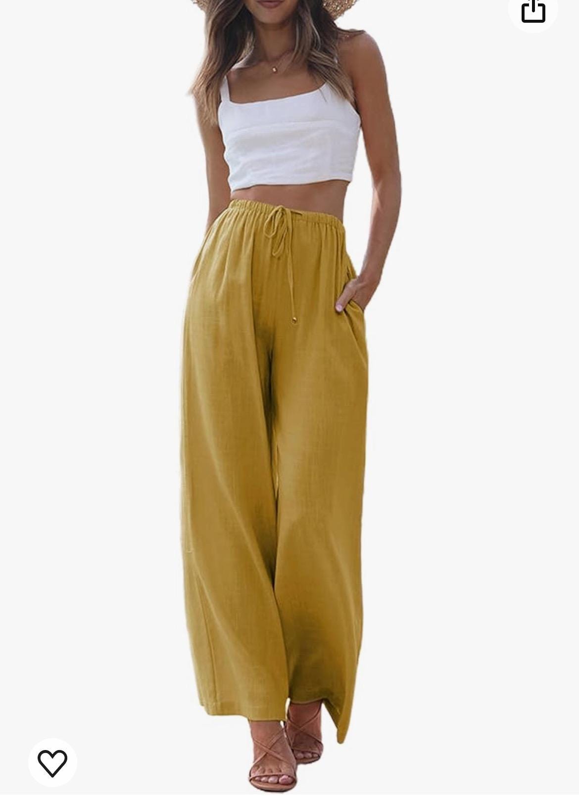 handpainted wide leg linen pants