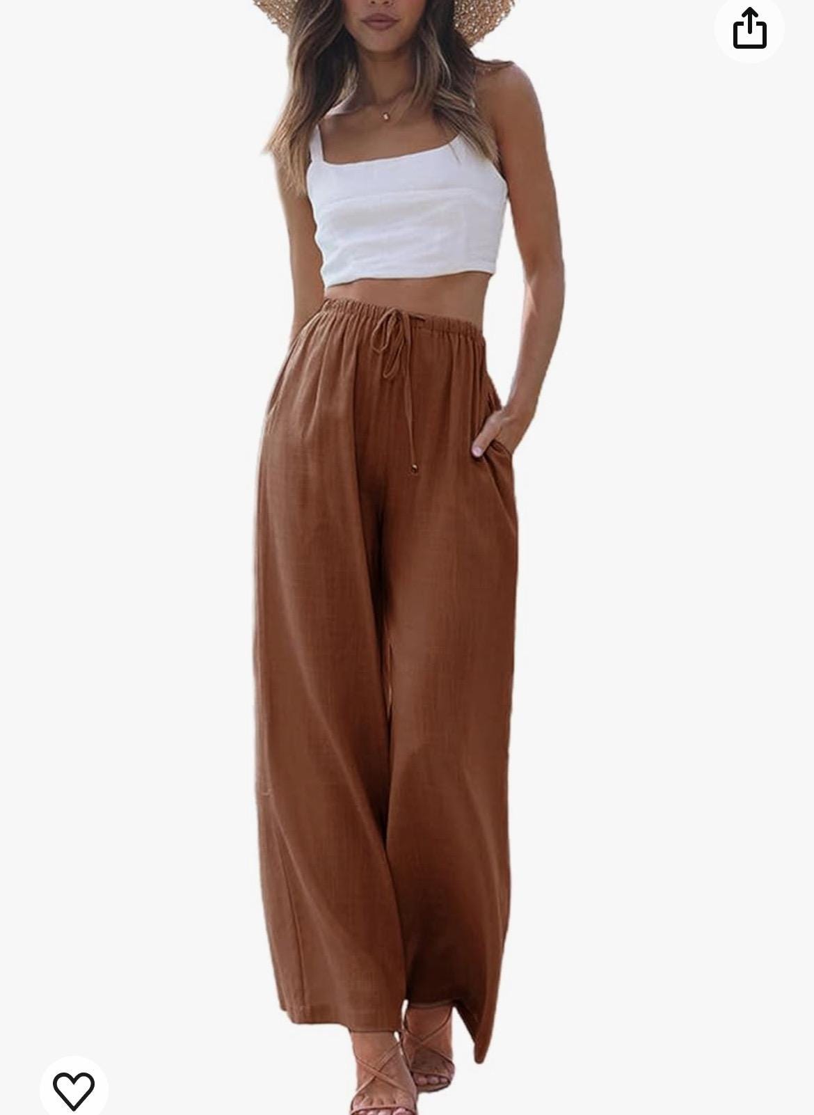 handpainted wide leg linen pants