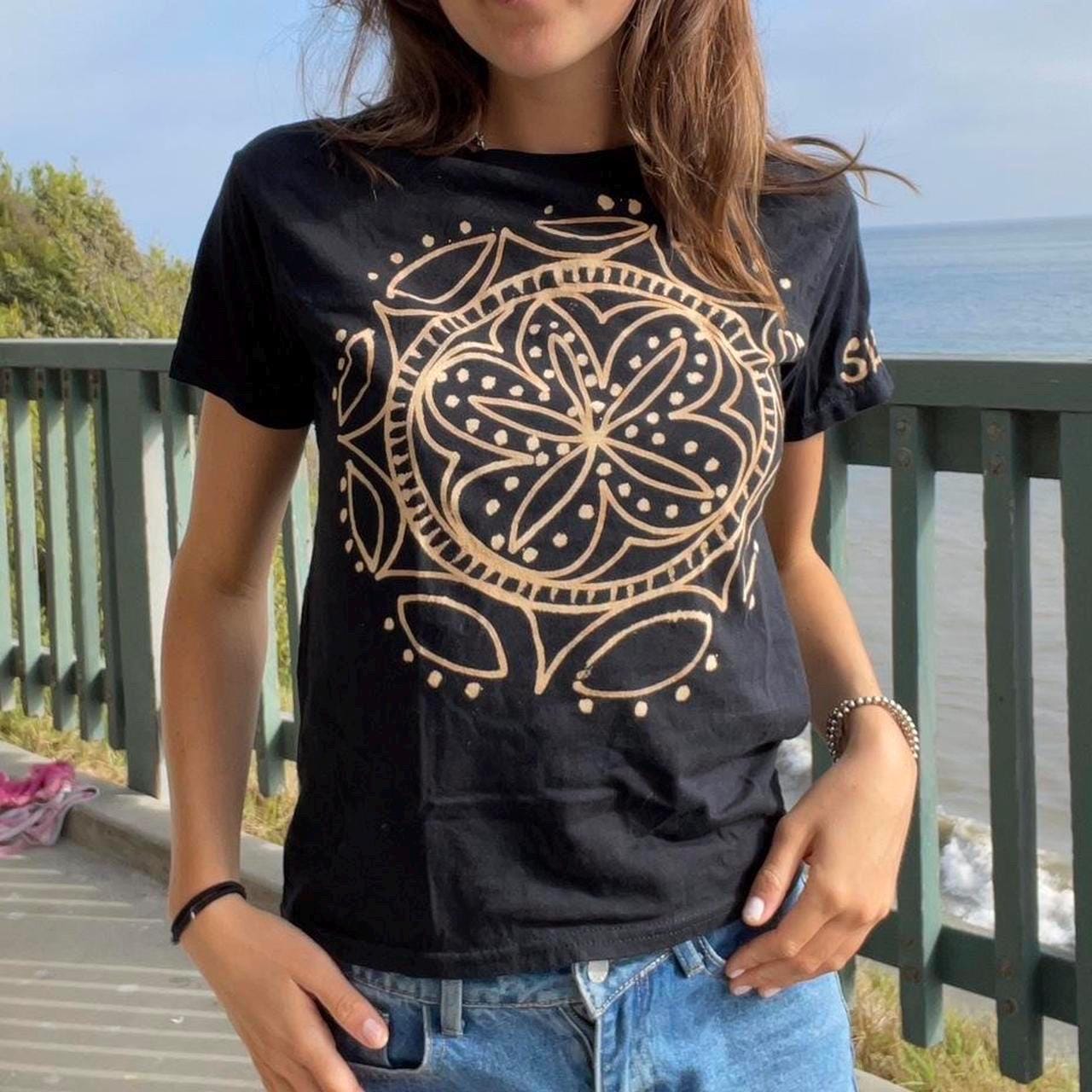 Handmade mandala baby tee