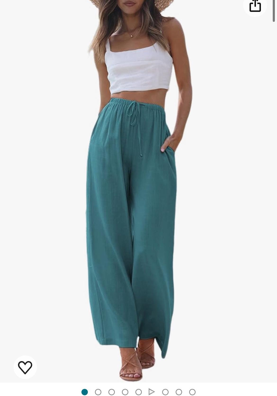 handpainted wide leg linen pants