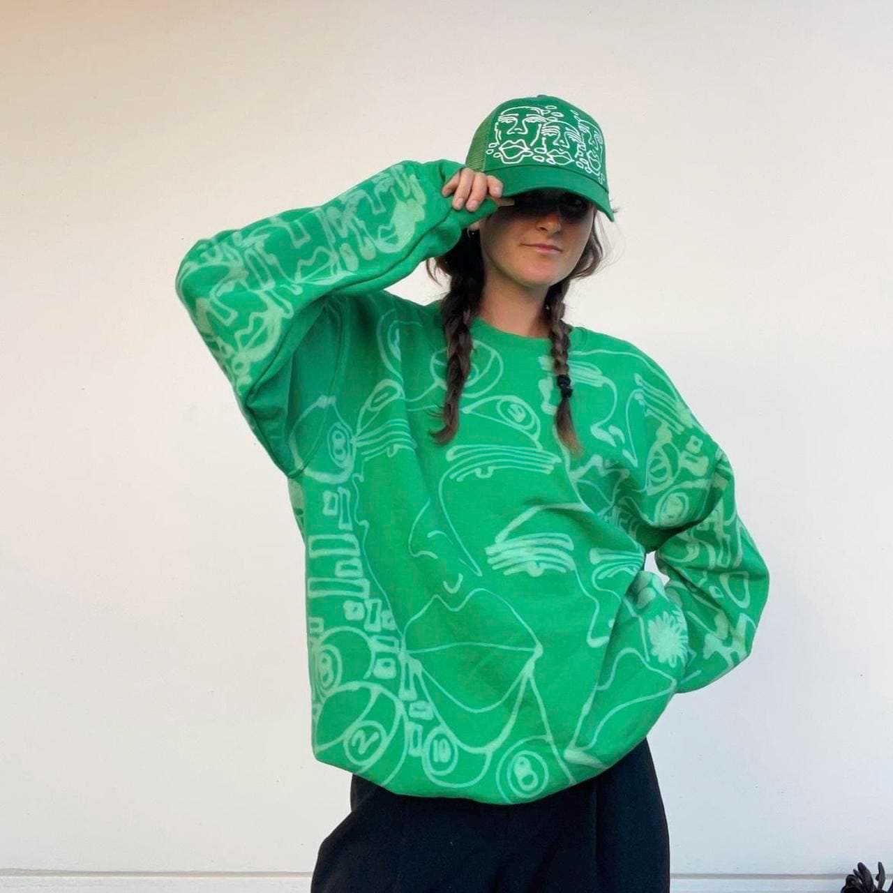 Abstract blob faces crewneck