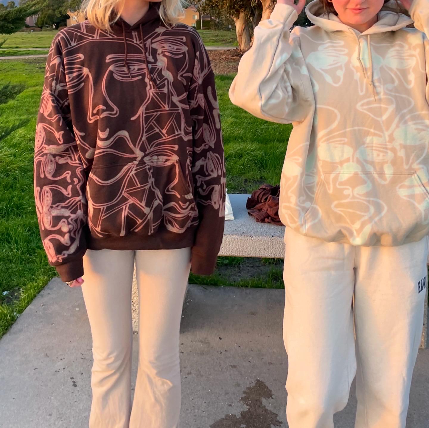 Geometric faces and fractal pattern sweatsuit