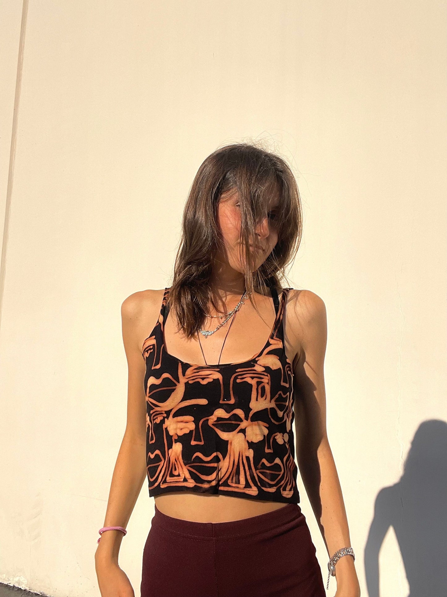 Funky abstract scoop neck tank