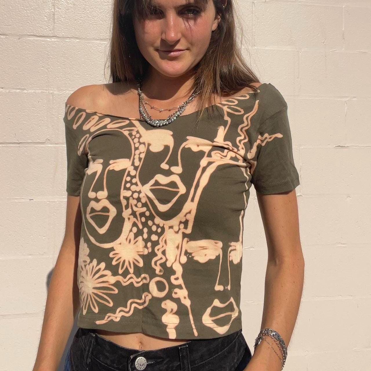 Nature abstract off the shoulder baby tee