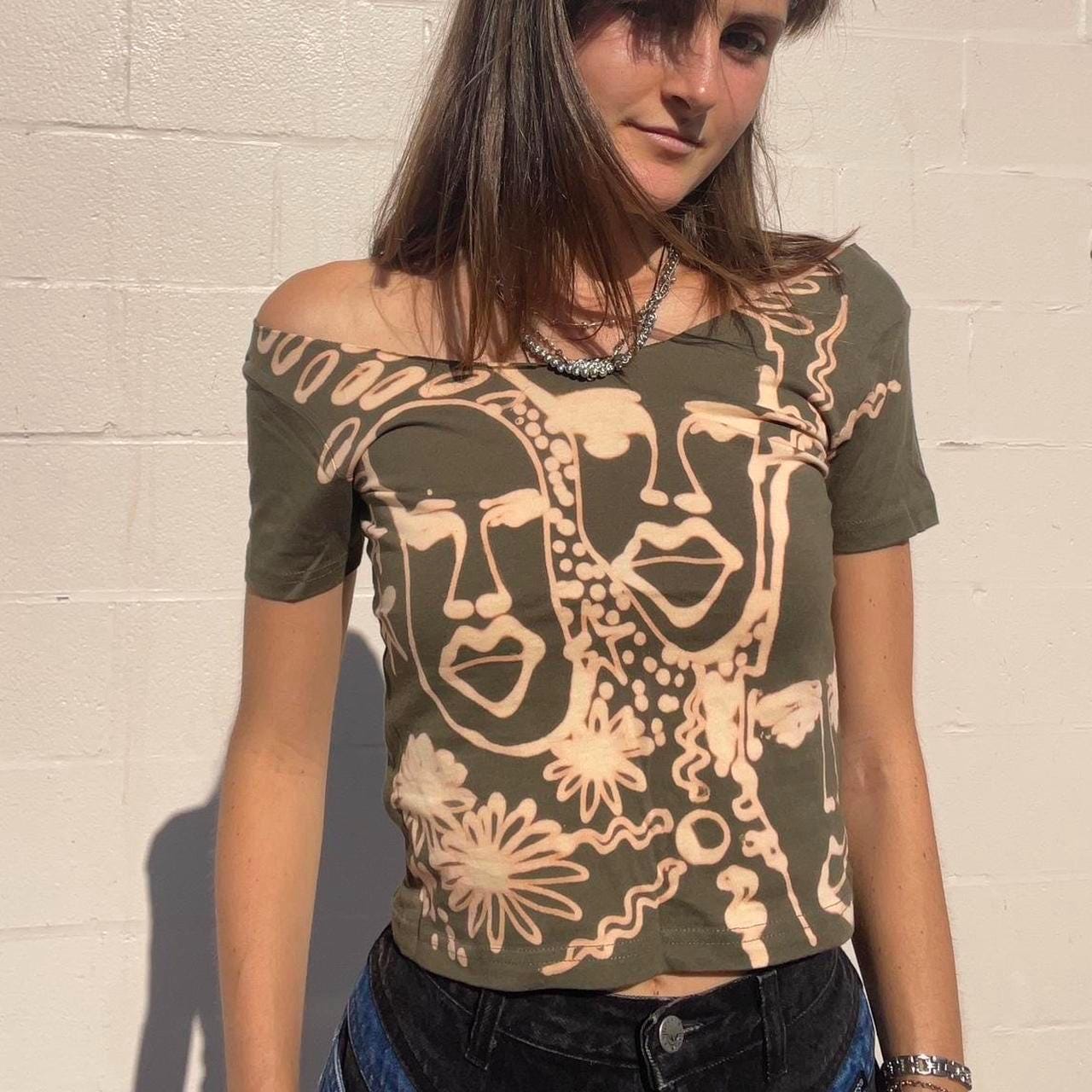 Nature abstract off the shoulder baby tee