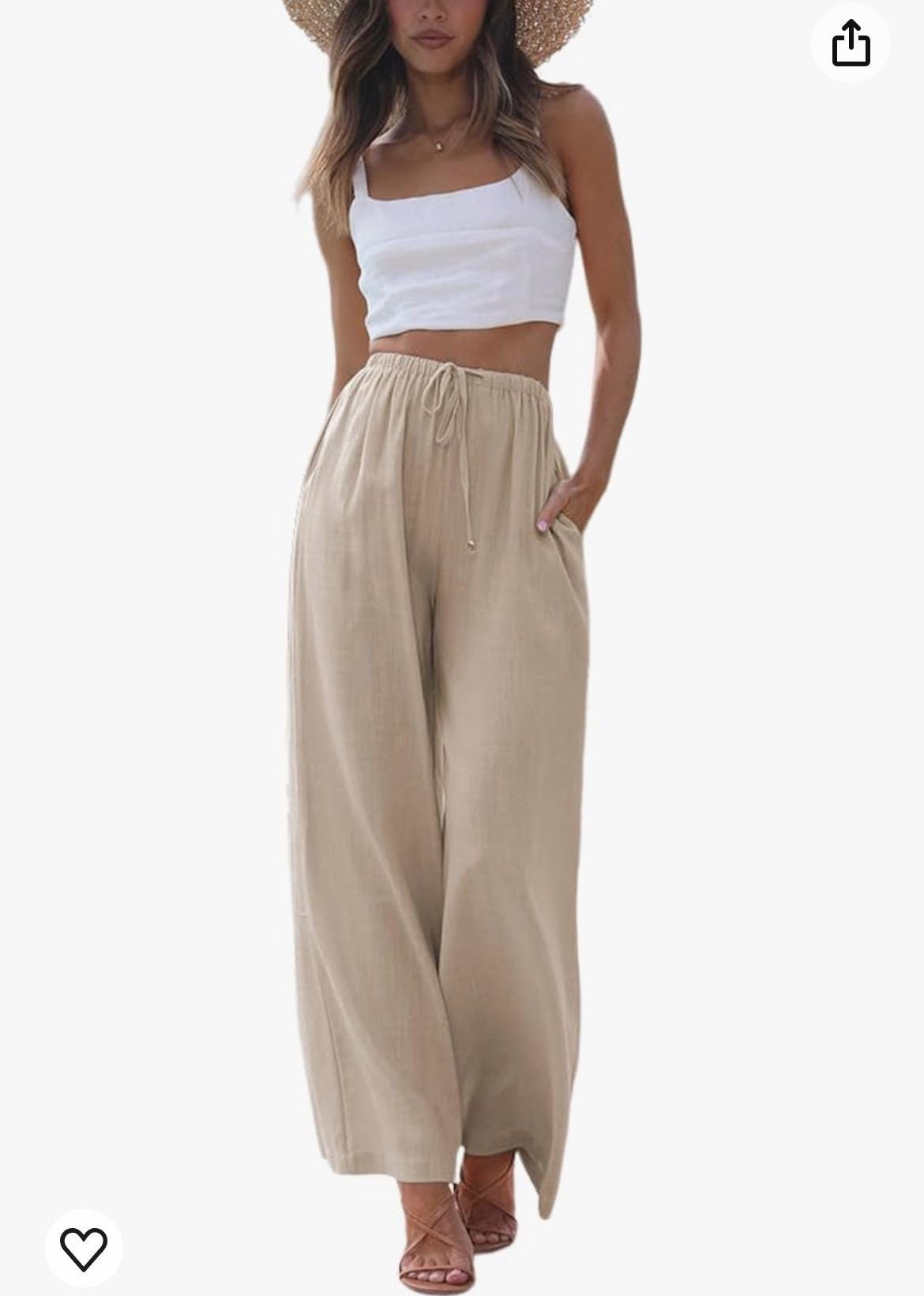 handpainted wide leg linen pants