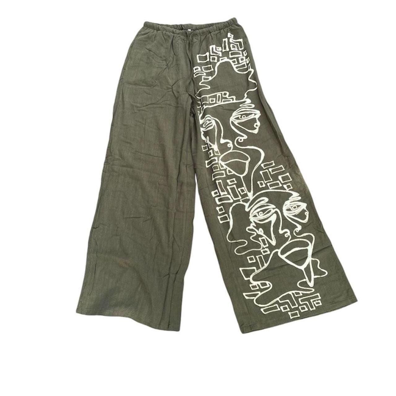 handpainted wide leg linen pants